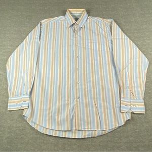 Alan Flusser‎ Mens M Multicolored Striped Long Sleeve Collared Button Down Shirt